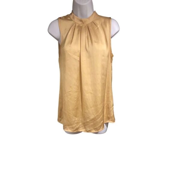 Elementz gold sateen high collar sleeveless blouse size M - Picture 2 of 12